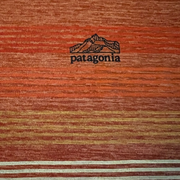 Patagonia Orange Short Sleeve Tee with Stripes Size Men’s Large - Picture 3 of 7